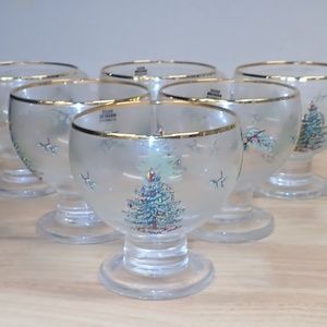 ⛄6 Spode Christmas Tree 🌲Dessert Bowls Goblet